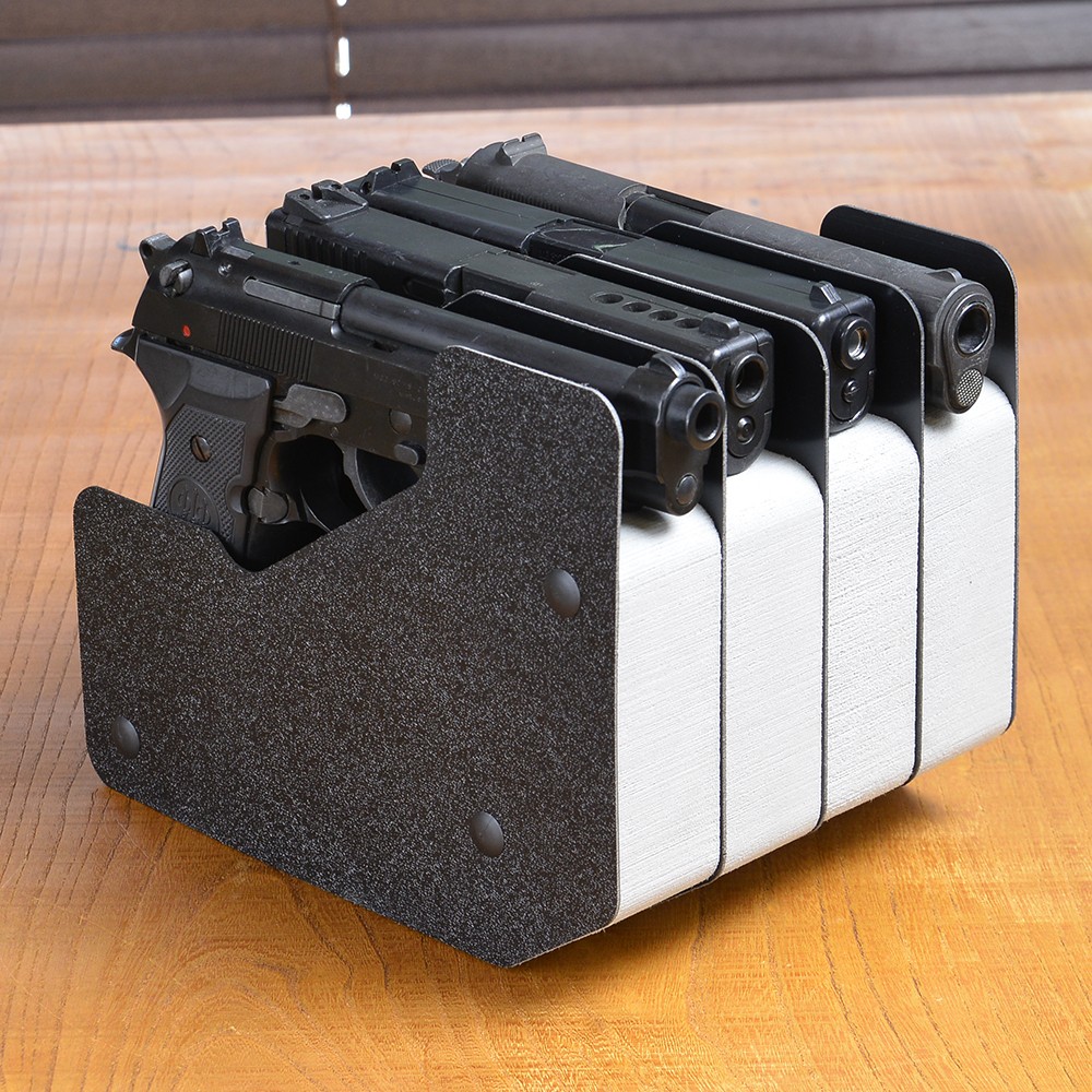BenchMasterピストルラック2種3個セット計14丁収納ハンドガンスタンド BenchMaster 横置き型 ピストルラック クッション付 | ミリタリー