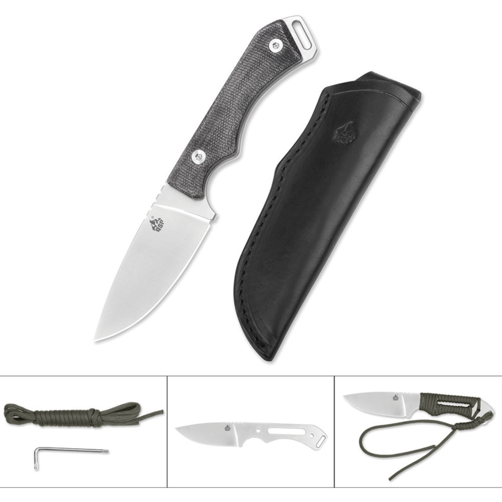 QSP Knife アウトドアナイフ Workaholic フィクスド ブレード ブラック 