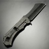 S-TEC 折りたたみナイフ 直刃 フレームロック式 クリーバー ナイロン製シース付き ブラック TS004-L