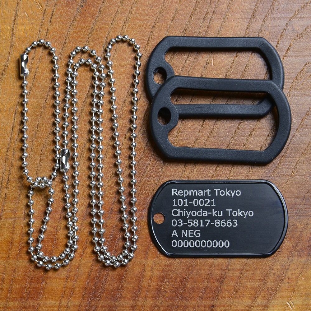 アルミ製 カラー ドッグタグ レーザー刻印付 フルセット 日本語対応