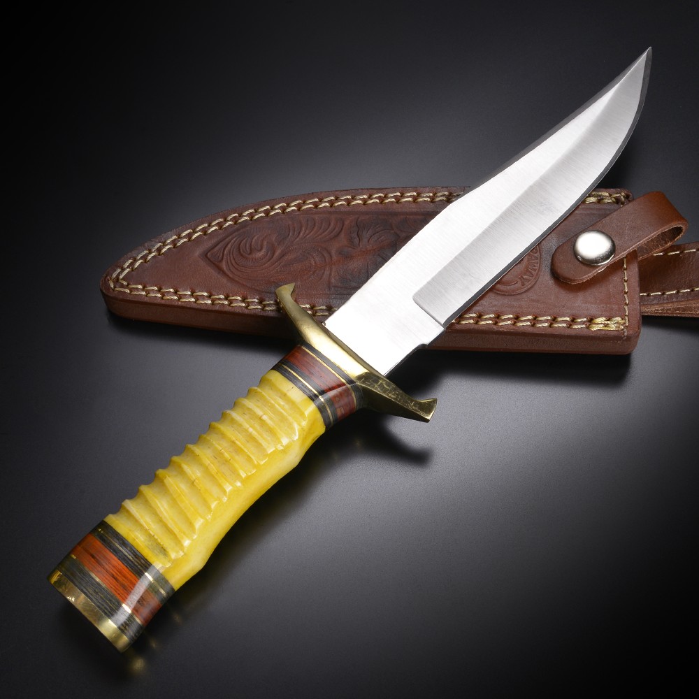 ハンティングナイフ スパイラルブッシュワッカー 直刃 ボーンハンドル