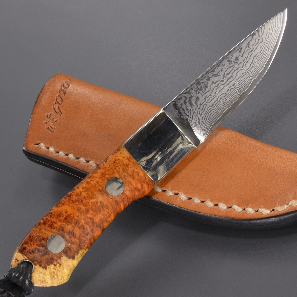 後藤渓 カスタムナイフ VG10 ダマスカス鋼 コンシールドナイフ レザー