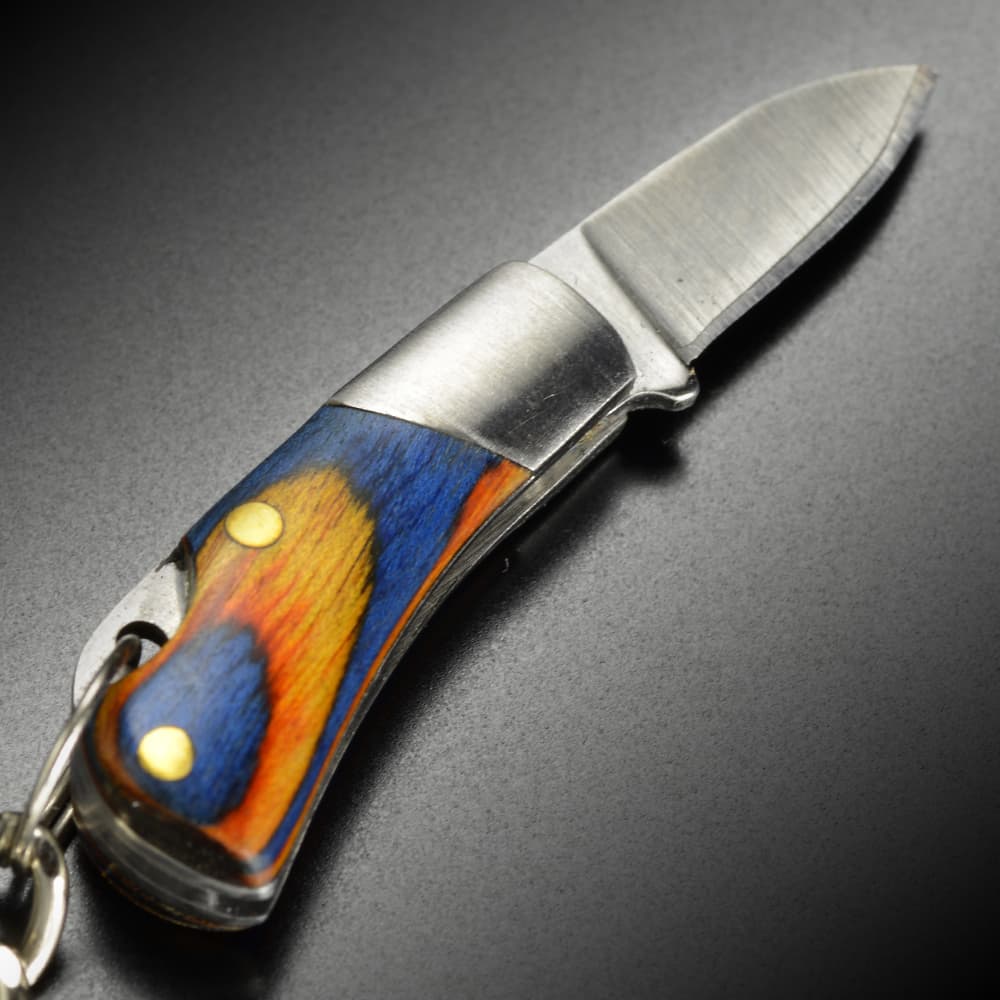 超小型ナイフ ミニナイフ 真鍮 ピーナッツ柄 キーホルダー ミリタリー