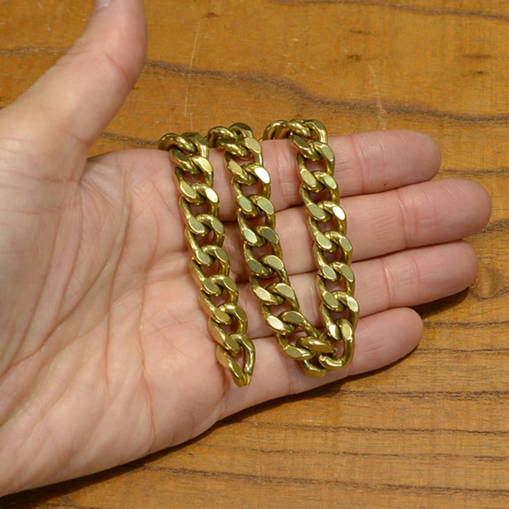喜平チェーン 真鍮製 クラフトパーツ 3面カット 環サイズ 約13×10mm