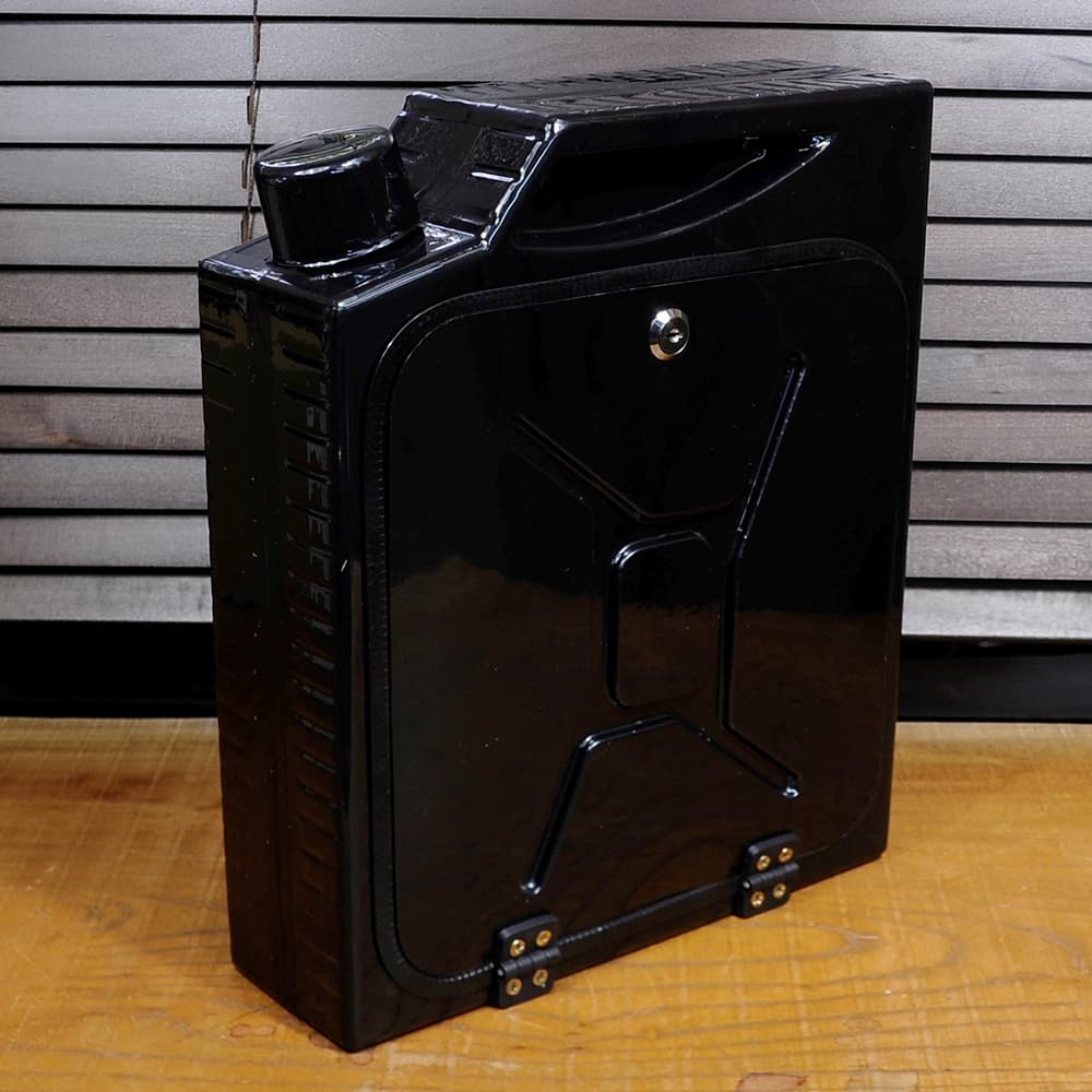 収納ボックス 鍵ロック付き ジェリ缶型 お酒&グラス用 ミニバー 黒