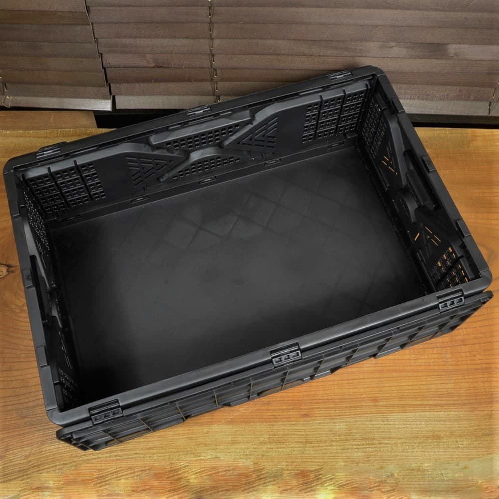 コンテナボックス 折り畳み式 ロック付き蓋 プラスチックフレーム 容量