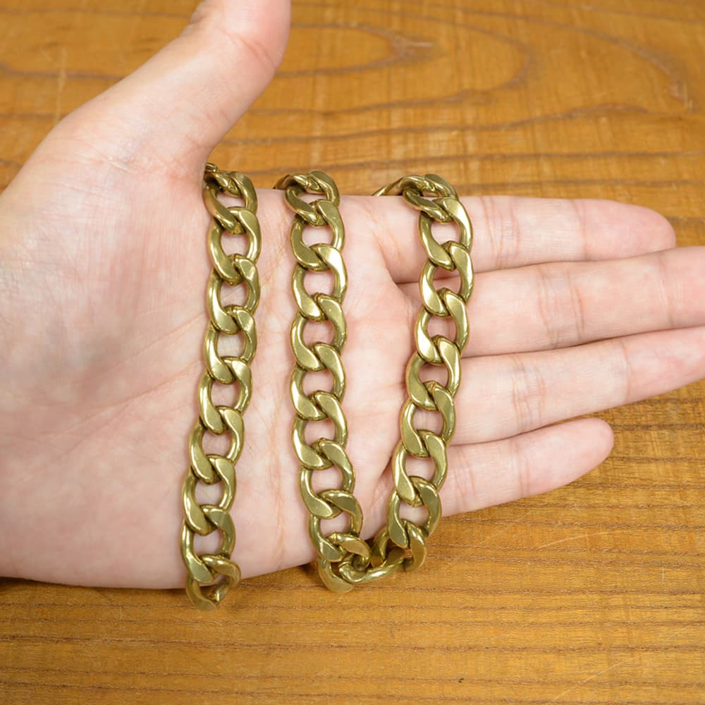 喜平チェーン 真鍮製 クラフトパーツ 2面カット 環サイズ17×12mm