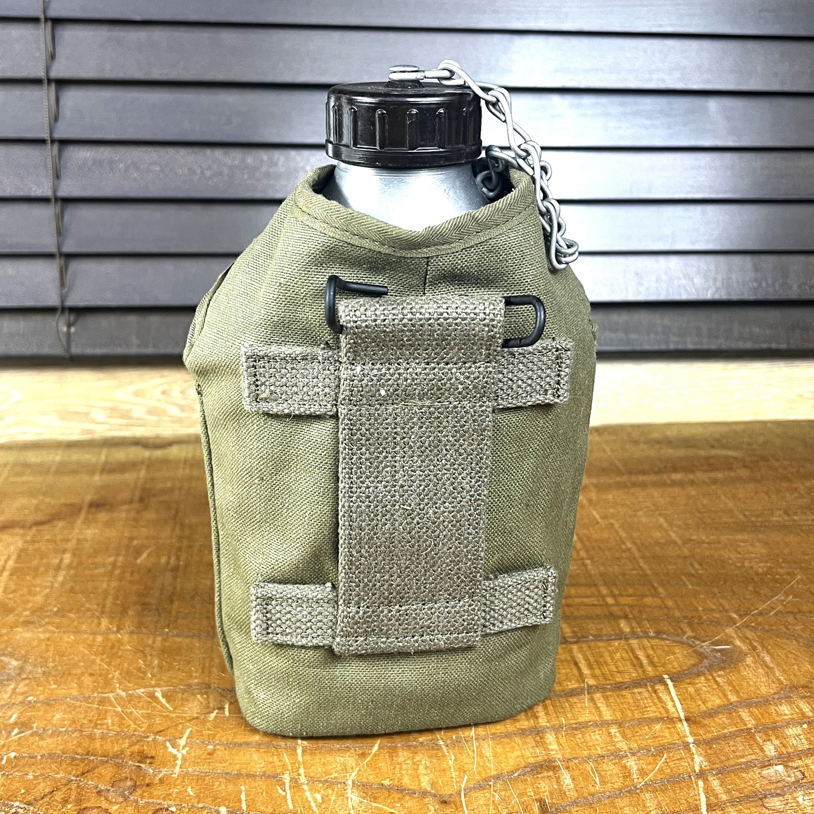 フランス軍放出品 キャンティーン 水筒 ポーチ付き ベルトフック付き