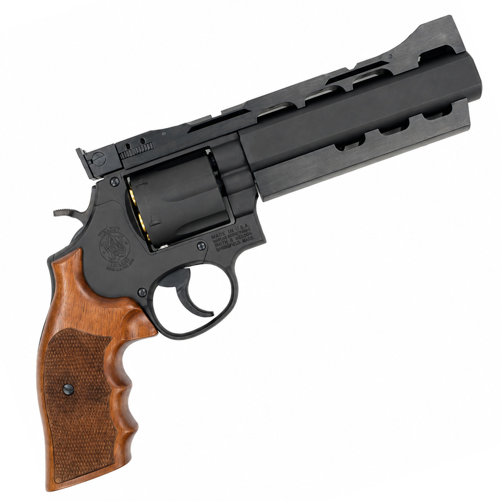 マルシン ガスガン S&W M586 Power Custom ブラックHW HOGUE木製