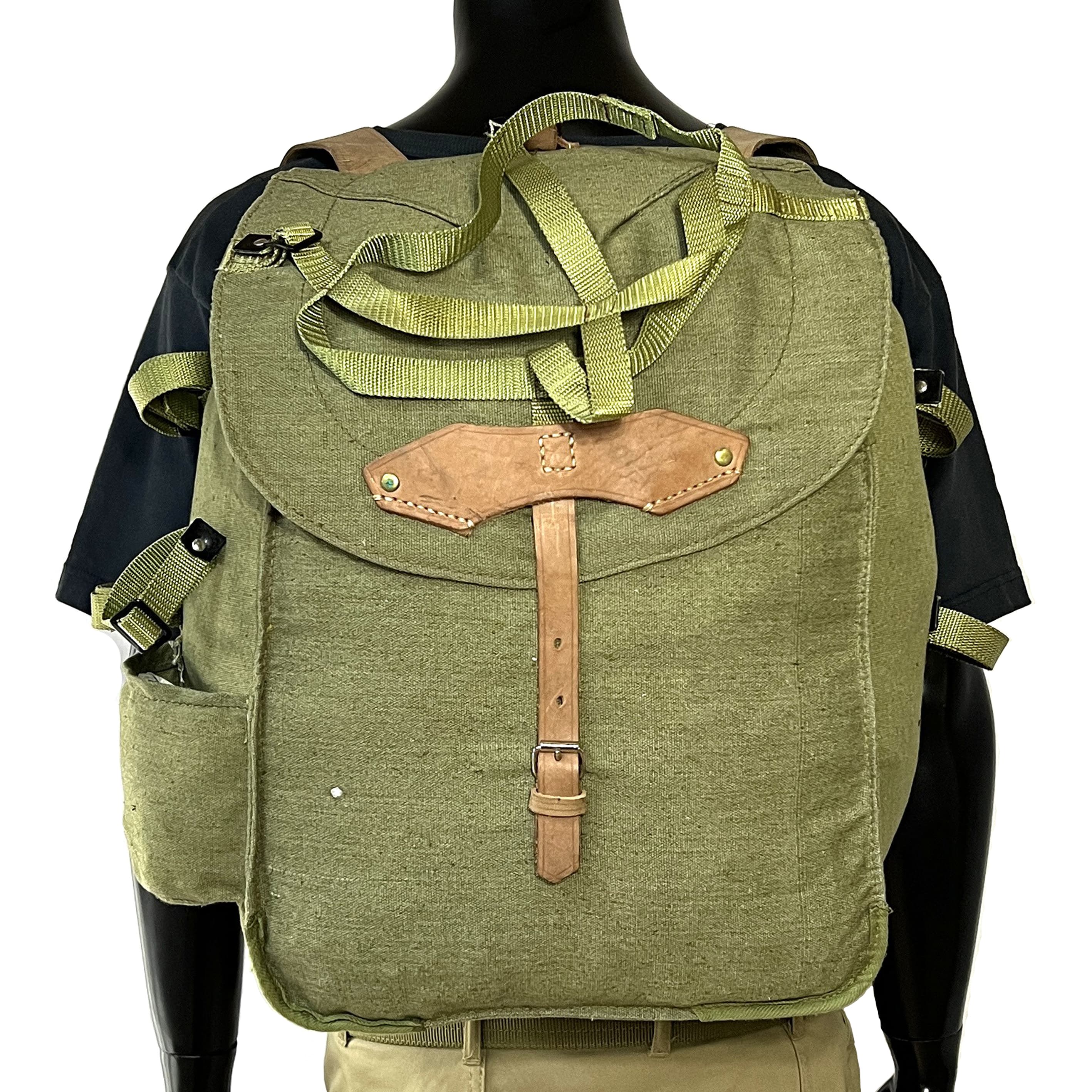 ルーマニア軍放出品 バックパック ODカラー コットンキャンバス/革