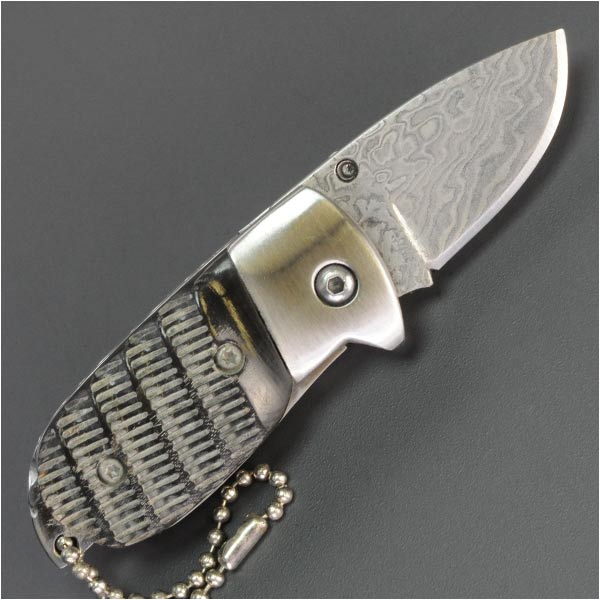 折りたたみナイフ ダマスカス鋼 ボールチェーン付 | ミリタリー