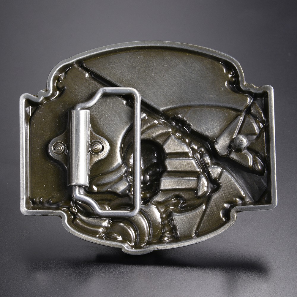 ベルトバックル I will give up my gun 銃 ガイコツ 星条旗