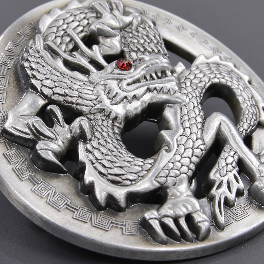 ドラゴン彫刻の金属製装飾ベル ベルトバックル ドラゴン RED EYE 丸型 | ミリタリーショップ レプマート