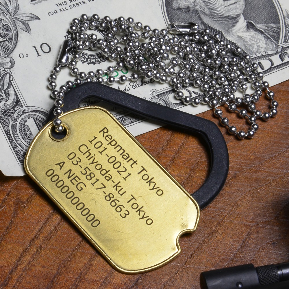 切り欠き 真鍮 ドッグタグ フルセット レーザー刻印付 加工日数2〜3