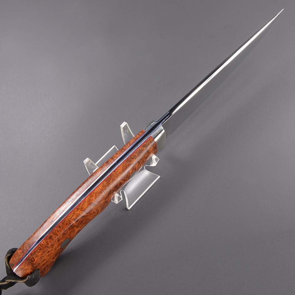 カスタムナイフ 後藤渓 VG-10ダマスカス鋼 天然木材ハンドル レザー 