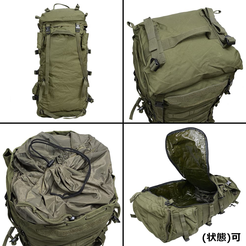 ミリタリーショップ レプマート / オーストリア軍放出品 バックパック 大型 70L 雨蓋着脱可能 ナイロン製 オリーブドラブ