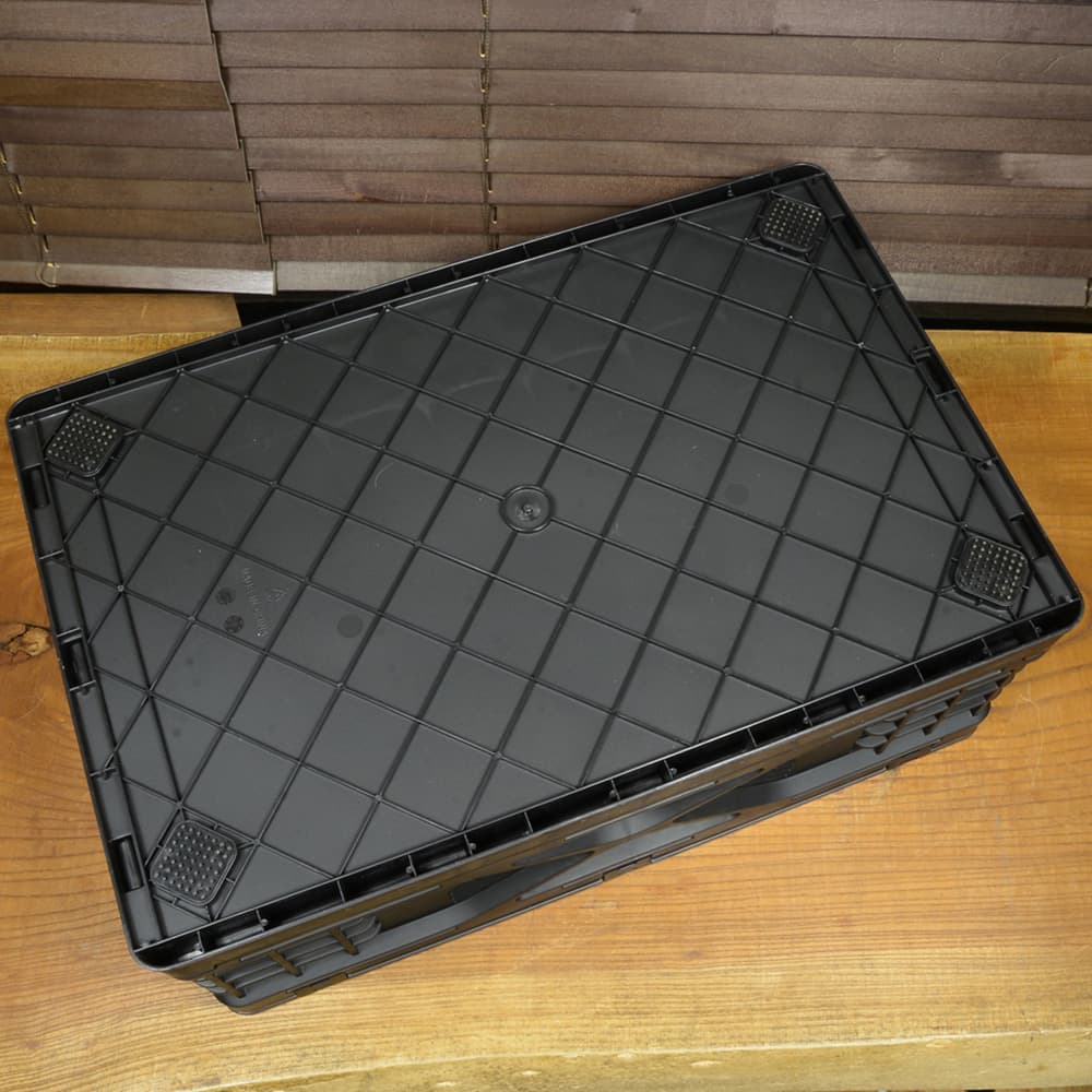 コンテナボックス 折り畳み式 ロック付き蓋 プラスチックフレーム 容量