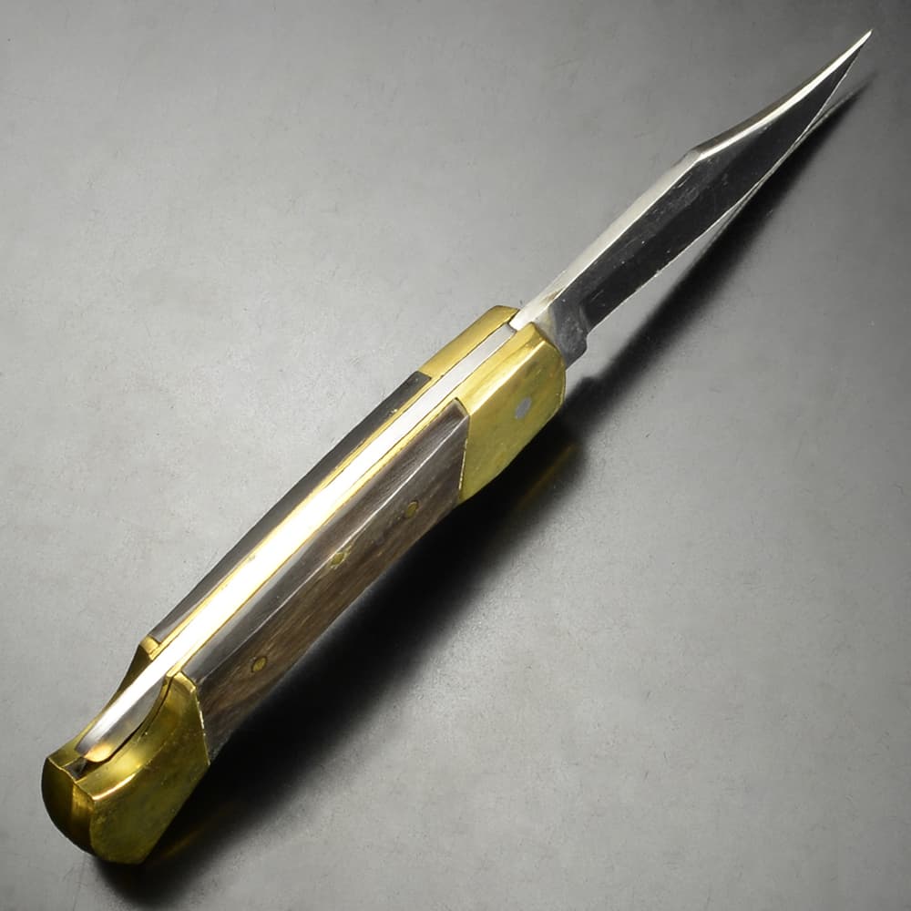 ハンドメイド 折りたたみナイフ クリップポイント 真鍮製ボルスター