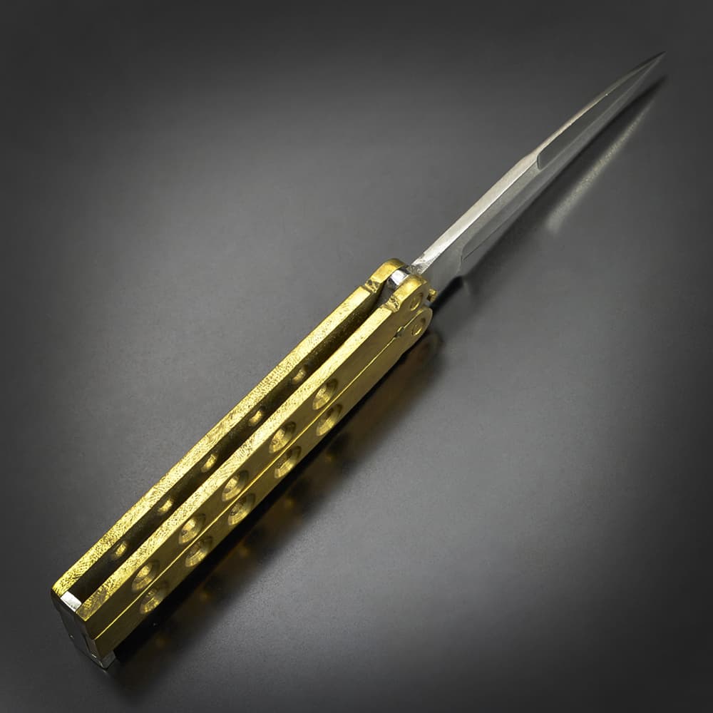 真鍮製 バタフライナイフ型 アンティーク雑貨 バタフライナイフ 折りたたみナイフ 真鍮製ハンドル | ミリタリー
