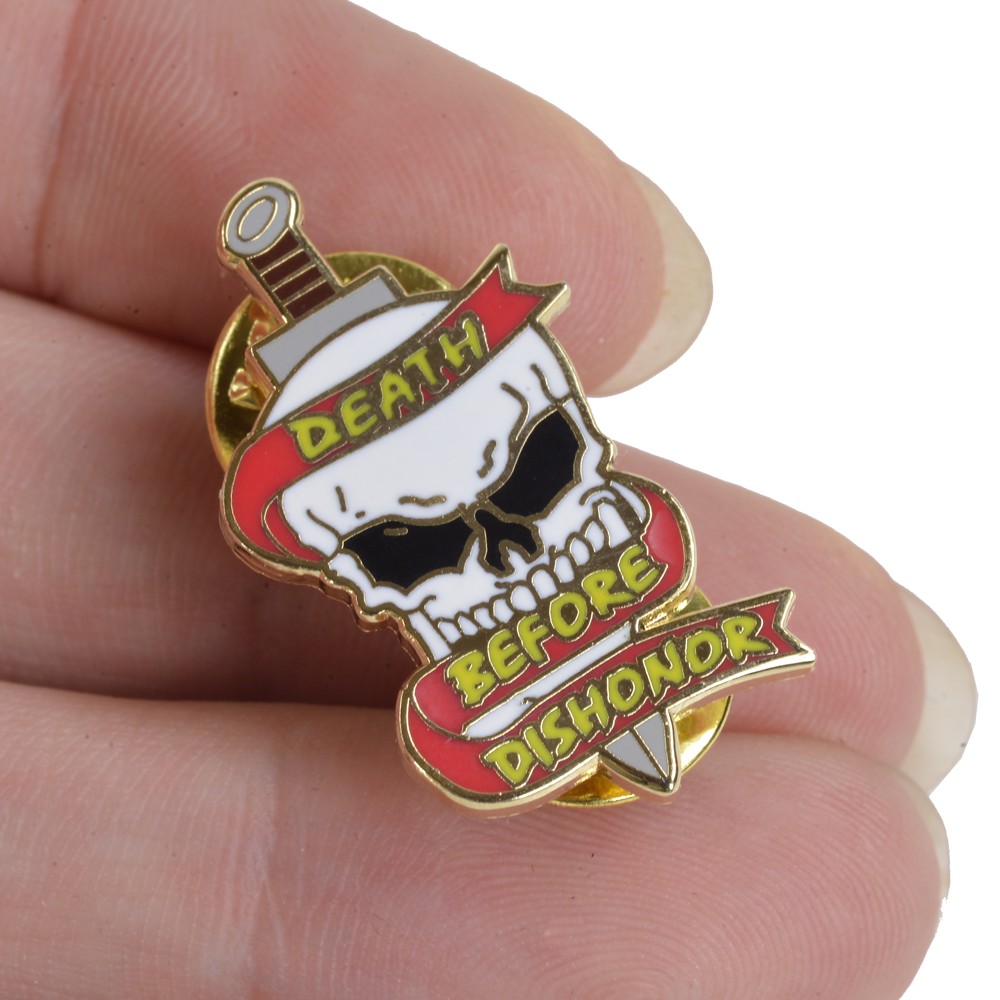 ピンバッジ スカル DEATH BEFORE DISHONOR | ミリタリーショップ