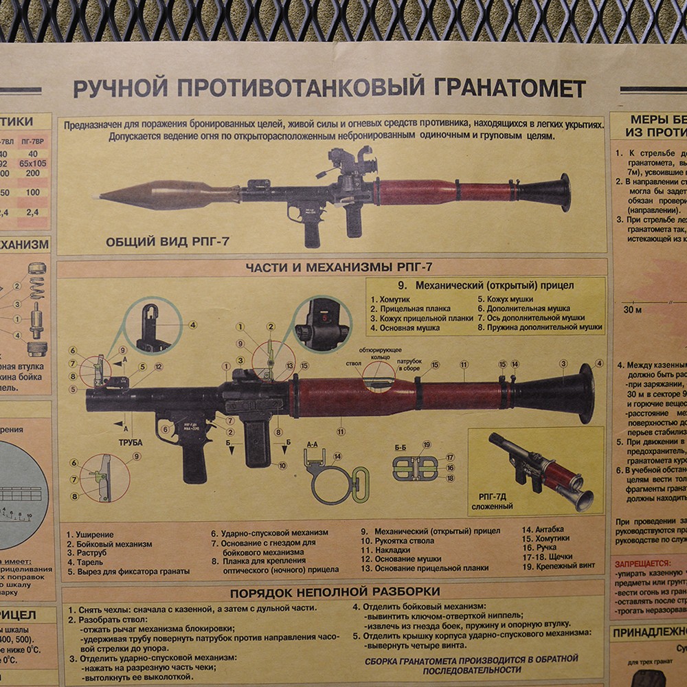 ミリタリーショップ レプマート / ミリタリーポスター RPG7 ロケットランチャー 仕様図 B3サイズ