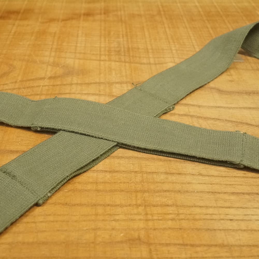 米軍放出品 サスペンダー ストレッチ素材 2点留め パンツ用 OD