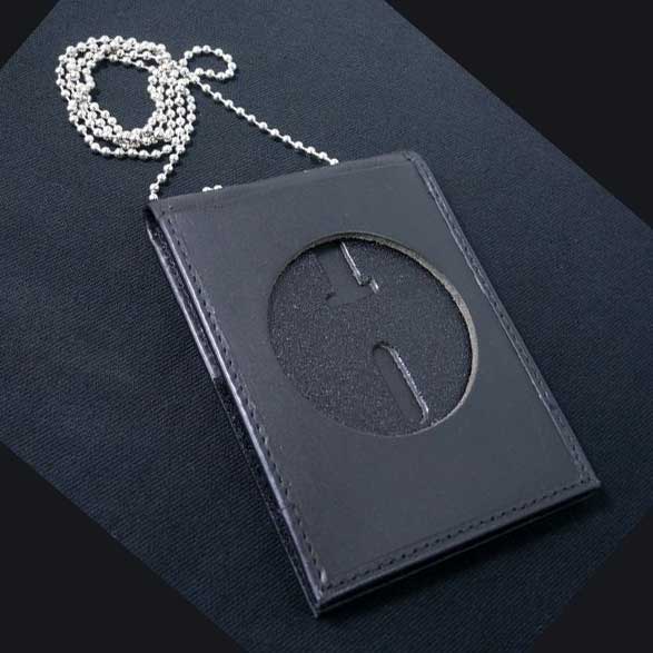 ストロング ID&ポリスバッジホルダー 71600 ネックチェーン 楕円 革製