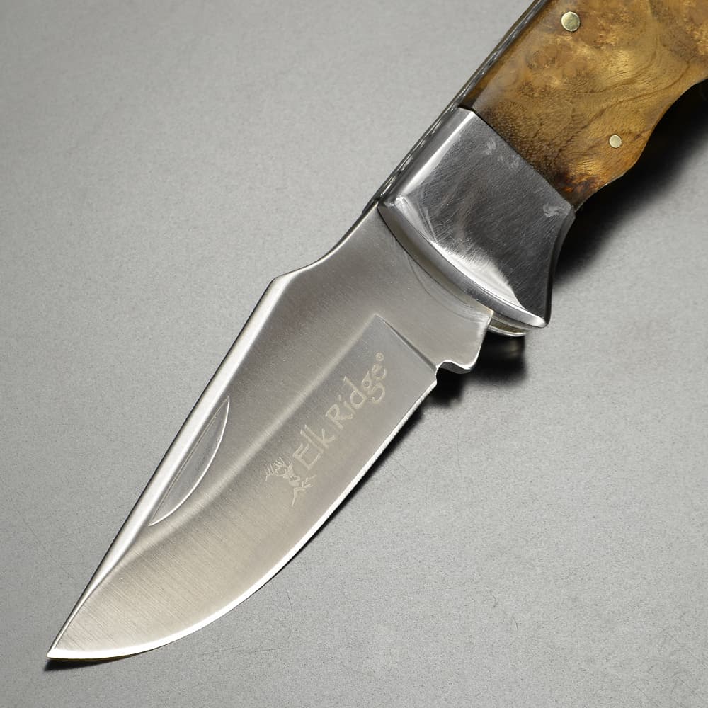 Elk Ridge 折りたたみナイフ ER-138 ロックバック式 バールウッド
