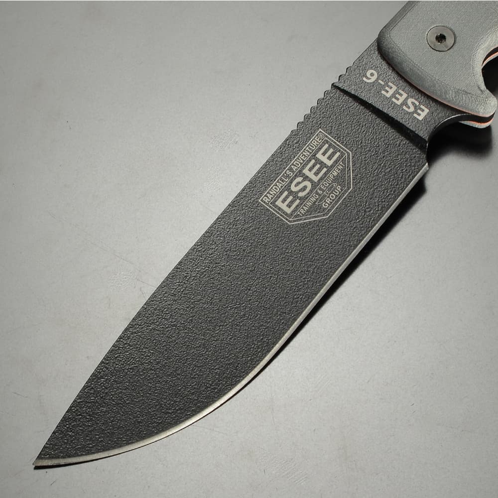 ミリタリーショップ レプマート / ESEE アウトドアナイフ ESEE-6 直刃 マイカルタハンドル 樹脂製シース付き ブラックブレード ESEE -6P-B