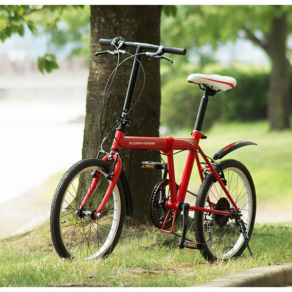 フェラーリ 折りたたみ ミニベロ自転車 20インチ ◇フェラーリ 20インチ 折り畳み小径車 自転車 6変速付 ミニベロ 57×95