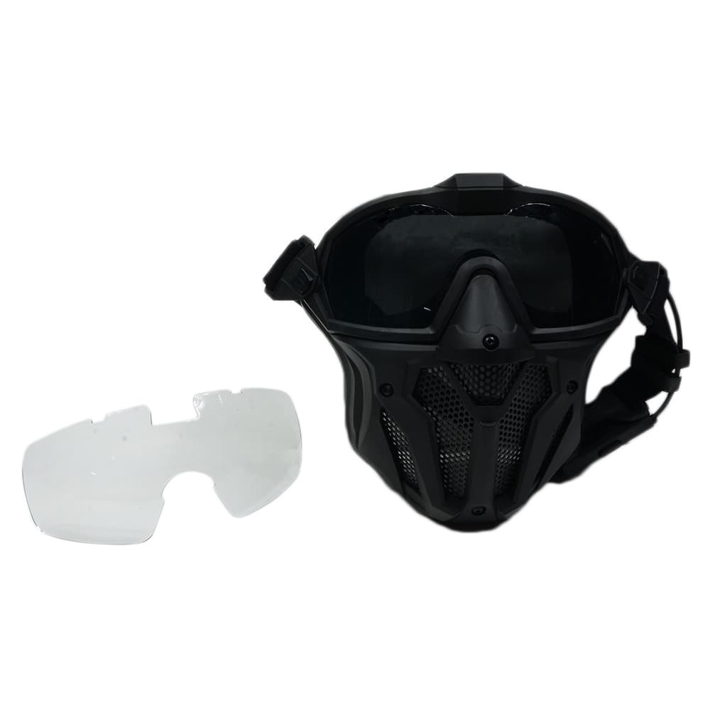 WOSPORT フェイスガード 電動ファン付き 交換レンズ付属 マスク着脱式