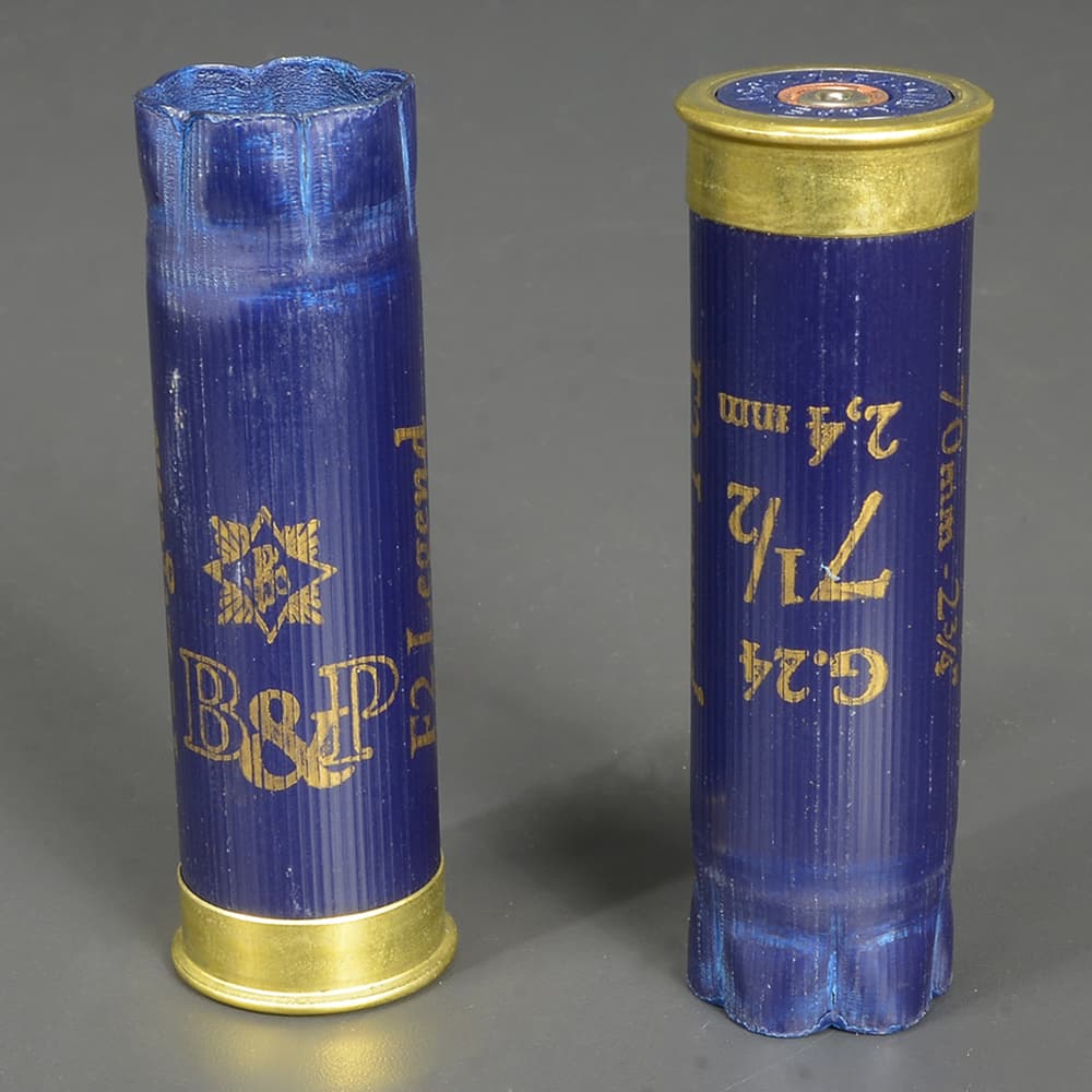 そ*ん様 ショットガンと弾薬7個セット B&P 空薬莢 ショットシェル 12ga 7 1/2 15発セット 箱付き