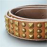 スタッズベルト 本革 デザートブラウン ピラミッドスタッズ