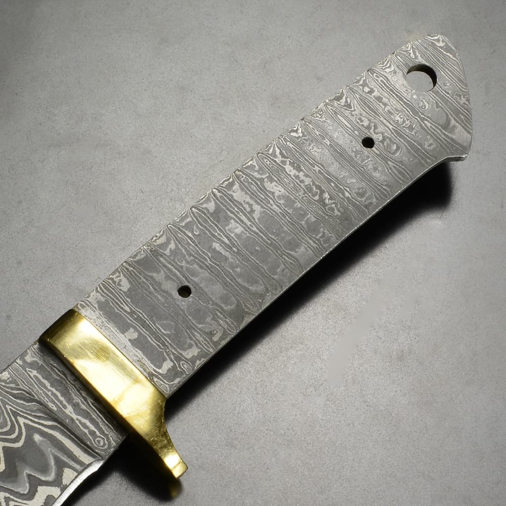 Knifemaking ナイフブレード Damascus Drop Pt 真鍮ガード付き