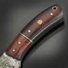 Damascus スキナーナイフ Burgundy マイカルタハンドル レザーシース付き DM1139