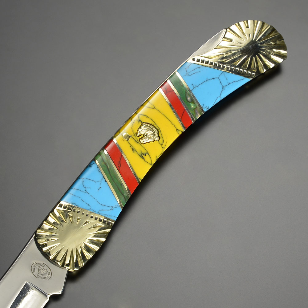 Frost Cutlery 折りたたみナイフ ロックバック式 ターコイズ 549BARY 折りたたみナイフ ターコイズ装飾 真鍮ハンドル