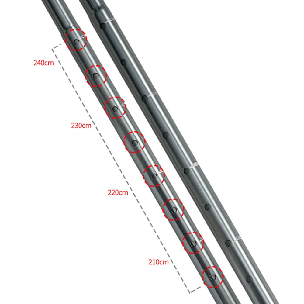 テントポール 伸縮式 調節幅205cm〜240cm 直径32mm アルミ合金 軽量