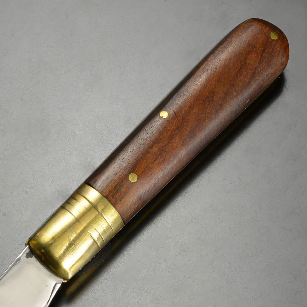 ハンドメイド 折りたたみナイフ 木製ハンドル 真鍮製ボルスター