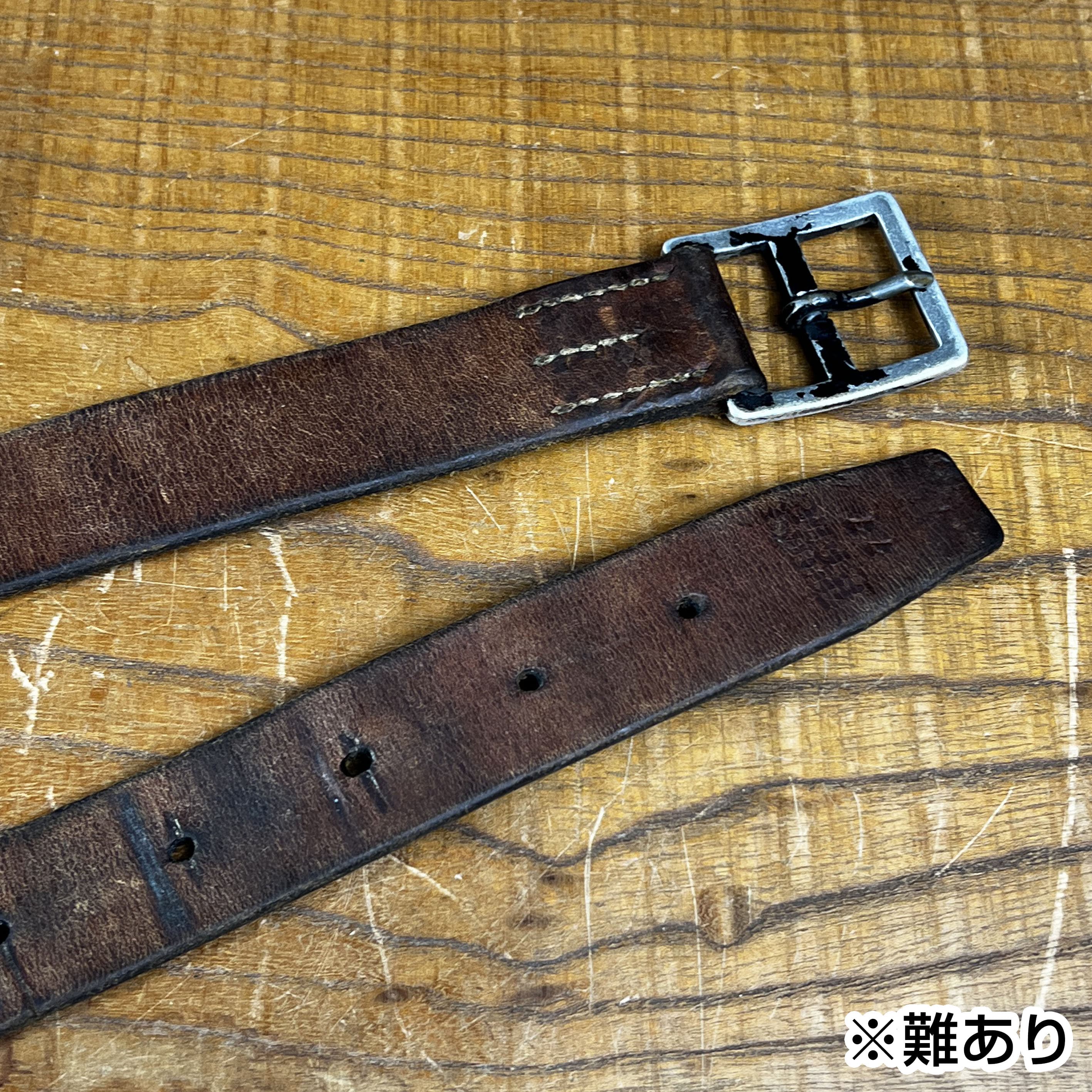 スイス軍放出品 レザーベルト ベルト穴隠しなし ピンベルトバックル