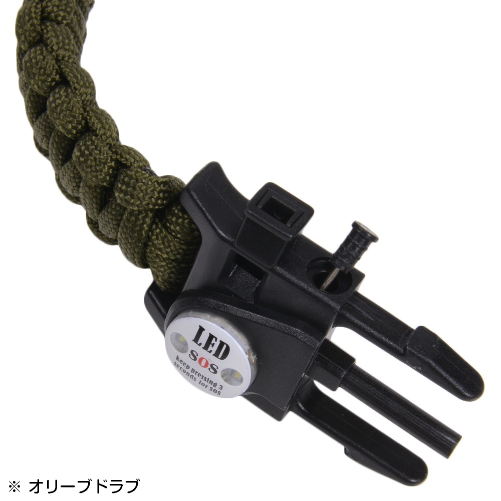 多機能 パラコードブレスレット LEDライト ホイッスル付 | ミリタリー