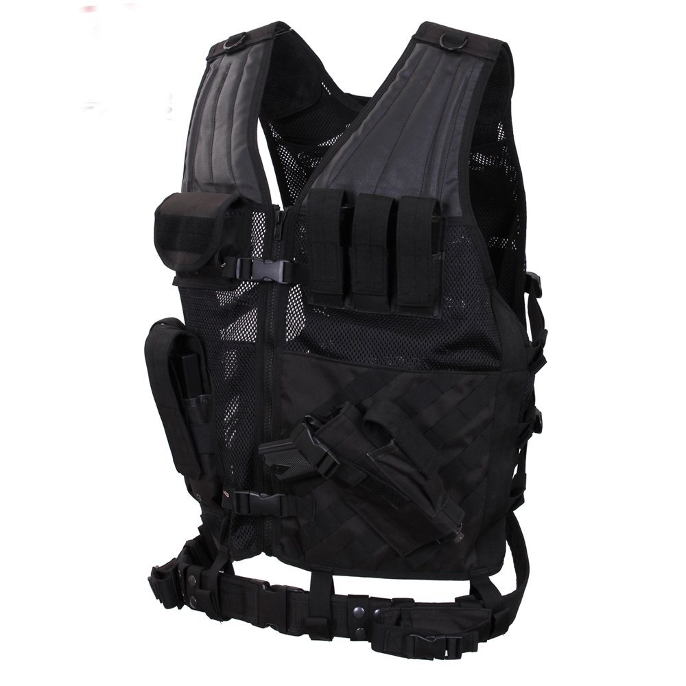 Rothco ミリタリーベスト クロスドロー 右利き用 ベルト付 [ブラック ] ロスコ タクティカルベスト アサルトベスト ミリタリーグッズ Rothco ミリタリーベスト クロスドロー 右利き用 ベルト付