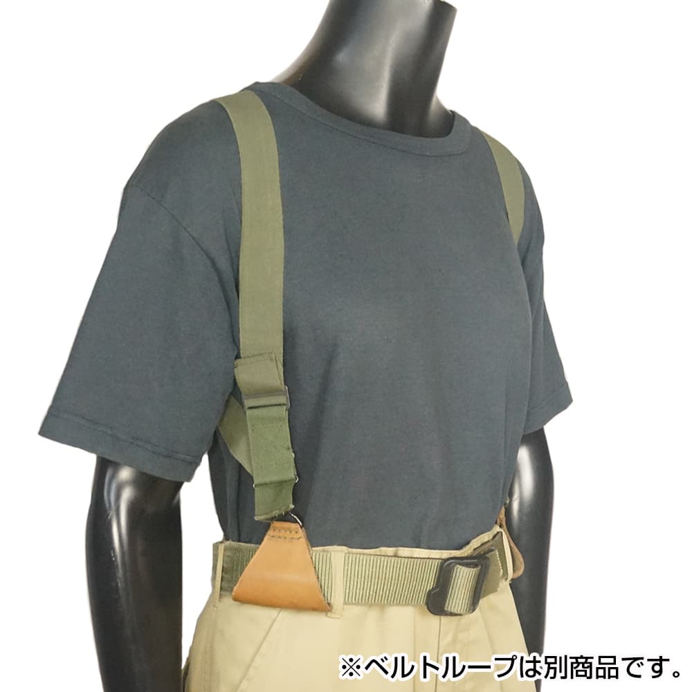 米軍放出品 サスペンダー ストレッチ素材 2点留め パンツ用 OD