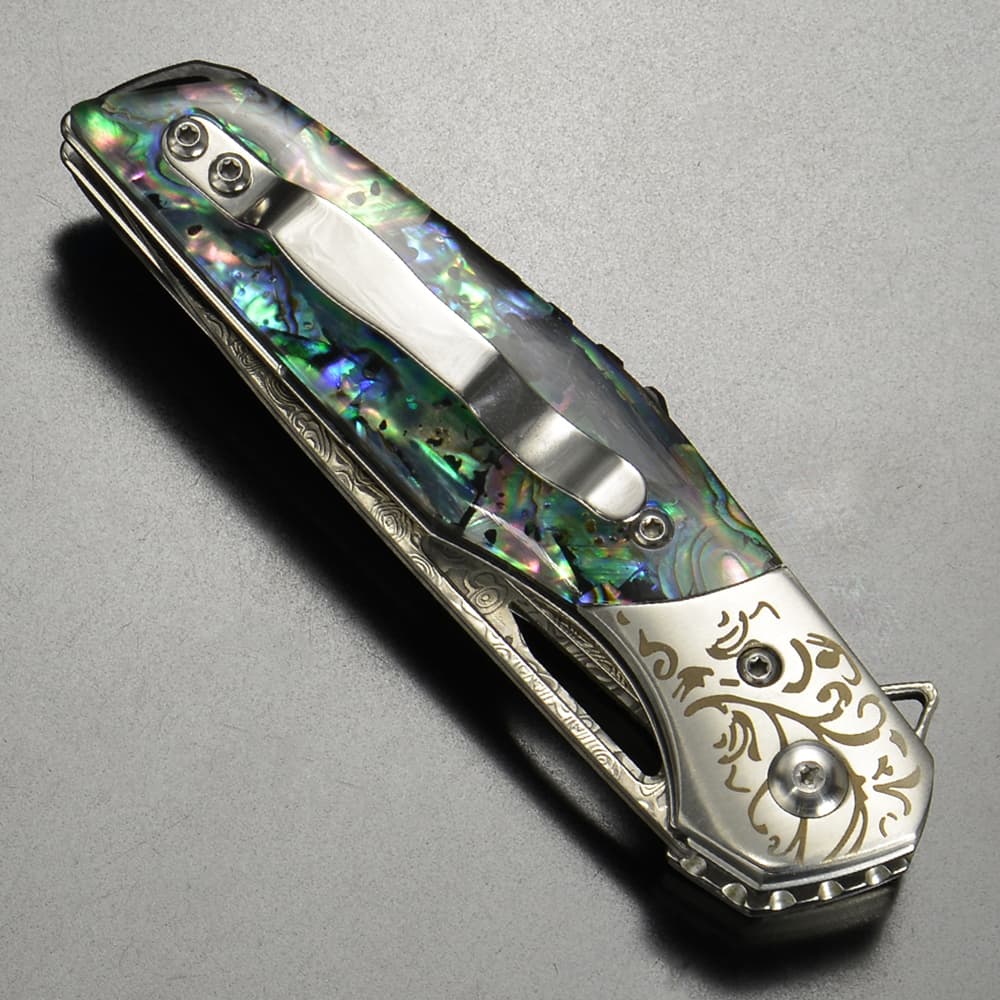 BNB KNIVES 折りたたみナイフ ABALONE FLIPPER ダマスカス BNB1991A
