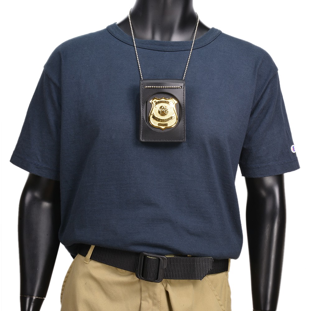 ボストンレザー ID&バッジホルダー 450-9001 丸型 ネックチェーン付