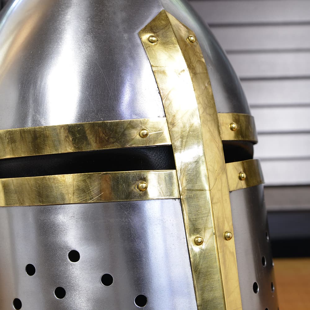 西洋甲冑 グレートヘルム 前期型 十字軍 中世ヨーロッパ式 ナイトヘルメット 西洋鎧 プレートアーマー 板金鎧 防具 コスプレ