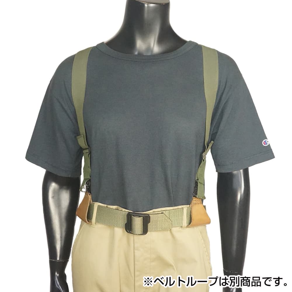 米軍放出品 サスペンダー ストレッチ素材 2点留め パンツ用 OD