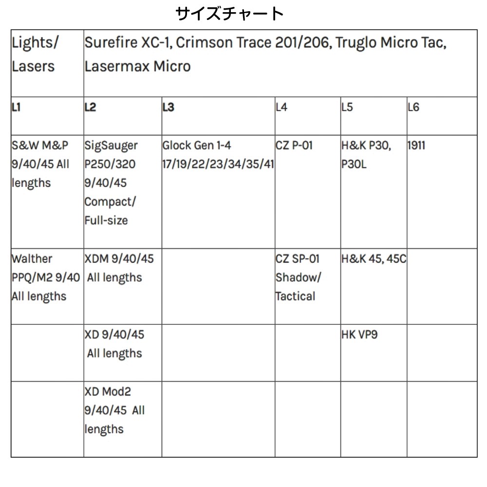 ミリタリーショップ レプマート / COMP TAC ホルスター L-Line サイズ5 ライト&ドットサイト対応 HK45、VP9他