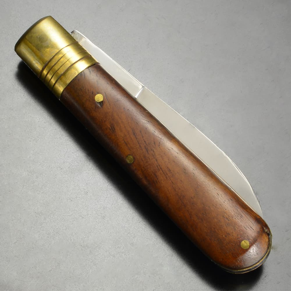 ハンドメイド 折りたたみナイフ 木製ハンドル 真鍮製ボルスター