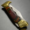 ハンドメイド 折りたたみナイフ クリップポイント 積層木材ハンドル