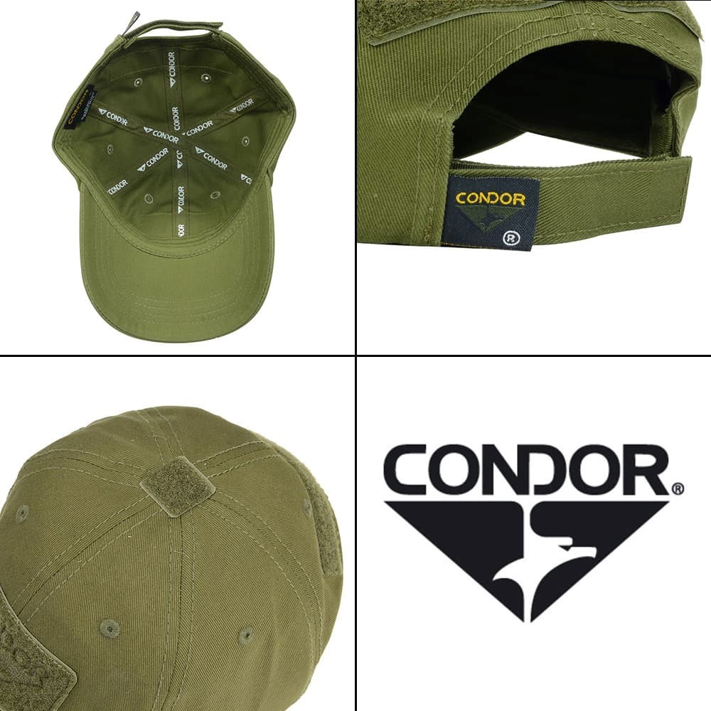 CONDOR タクティカルキャップ 帽子 ベルクロ調整 ミリタリー 単色